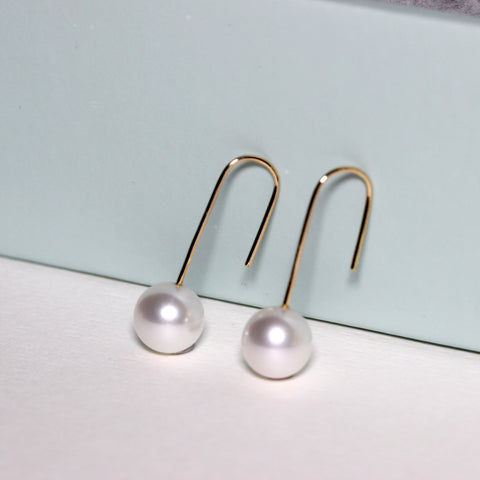 18K Yellow Gold Pearl Earrings (Adjustable 可調節)