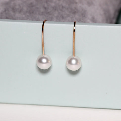 18K Rose Gold Pearl Earrings (Small Version)