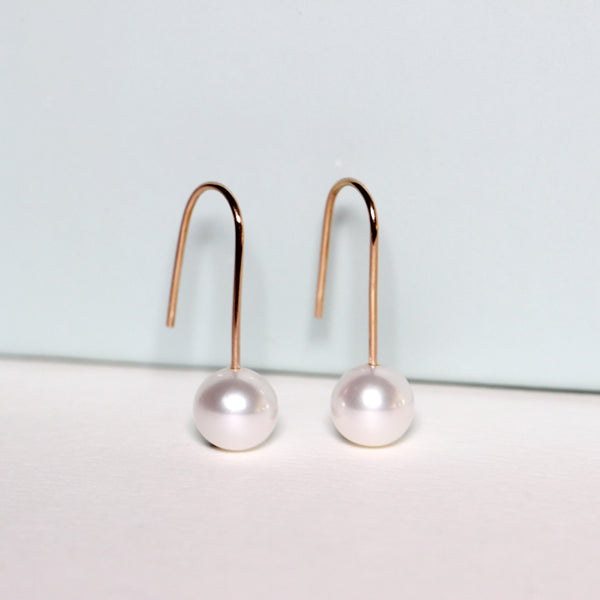 18K Rose Gold Pearl Earrings (Small Version)