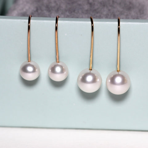 18K Yellow Gold Pearl Earrings (Adjustable 可調節)