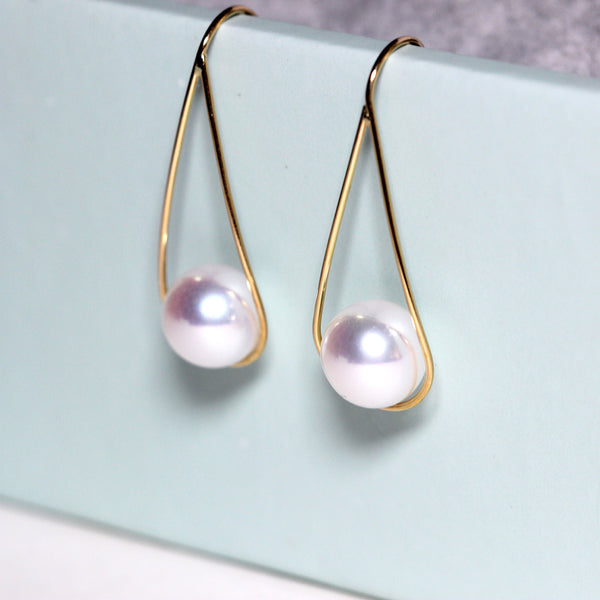 18K Yellow Gold Pearl Earrings