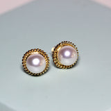 18K Yellow Gold Pearl Earrings