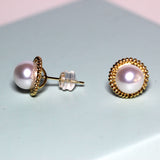 18K Yellow Gold Pearl Earrings