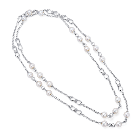 Sterling Silver Freshwater Pearl Necklace 40"