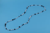 Sterling Silver Freshwater Pearl Black Agate Necklace 48