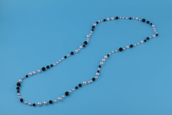 Sterling Silver Freshwater Pearl Black Agate Necklace 48" - Luna Piena 悅緣珍珠專門店 - 3
