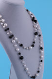 Sterling Silver Freshwater Pearl Black Agate Necklace 48