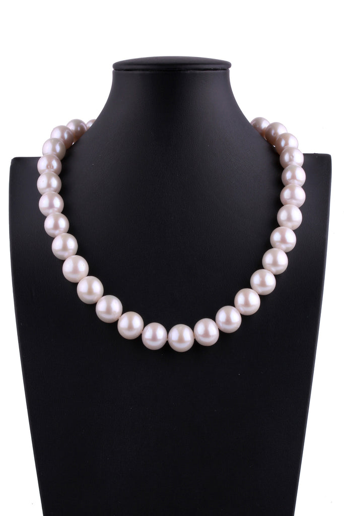 12.5-13mm Round Shape White Color Freshwater Pearl Necklace - Luna Piena 悅緣珍珠專門店