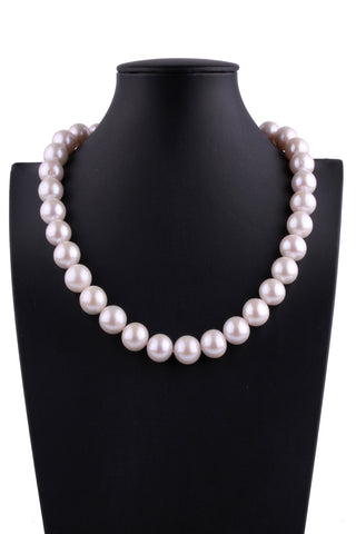 12.5-13mm Round Shape White Color Freshwater Pearl Necklace