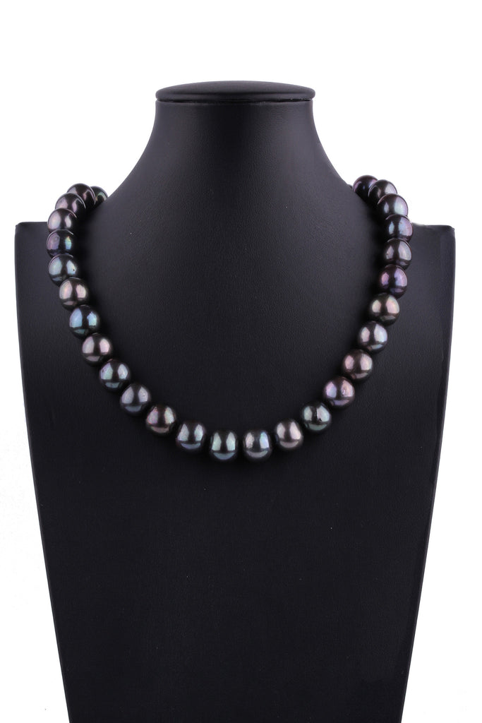 11.5-12.5mm Round Shape Tahiti Color Freshwater Pearl Necklace - Luna Piena 悅緣珍珠專門店