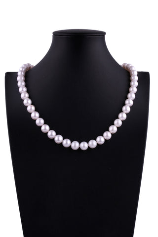 8-8.5mm Oval Shape White Color Freshwater Pearl Necklace
